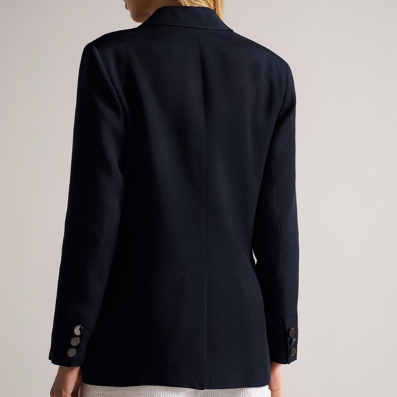 NWTTed Baker Oversized Blue Arval Relaxed Peaked Lapel Db Blazer - Size 8 - Picture 2 of 16